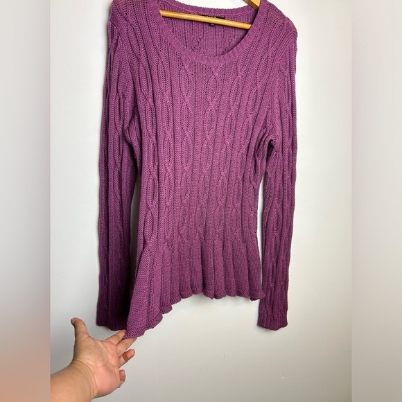 Y2K ALEX MARIE Cable Knit Babydoll Purple Wool Size Xl V-Neck Old money VTG - Picture 4 of 9